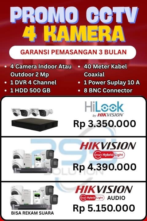 promo paket cctv 4 kamera hikvision hilook jogja harga murah
