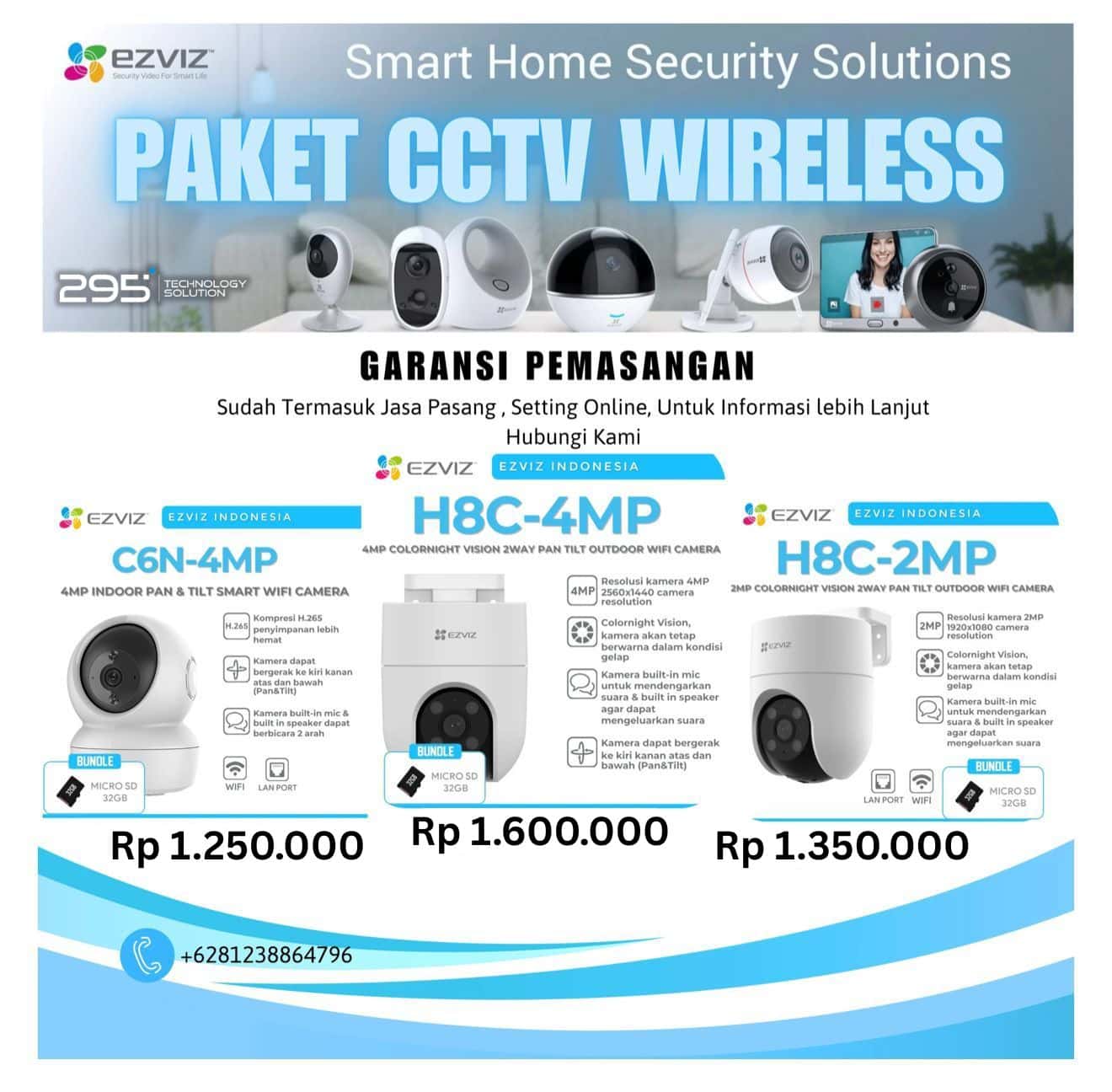 paket cctv wireless ezviz jogja harga murah kamera wifi indoor outdoor